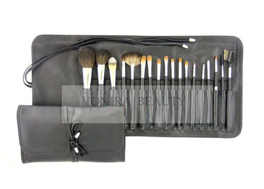 18Pcs Wooden Natural &amp; Synthetic Makeup Brush Set Kit With Holder