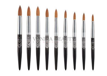 9 PCS Nature Sable Hair Round Nail Art Brushes With Beautiful Heart Shape Painting Black Handle