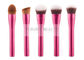 Ultra Fine Synthetic Makeup Brush Set With Rose Red Metal Handles